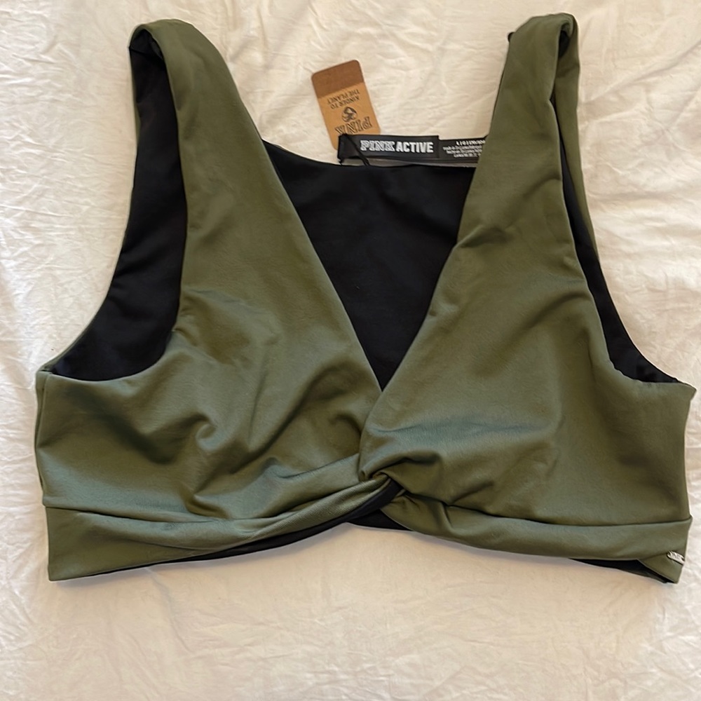 Pink reversible sports bra